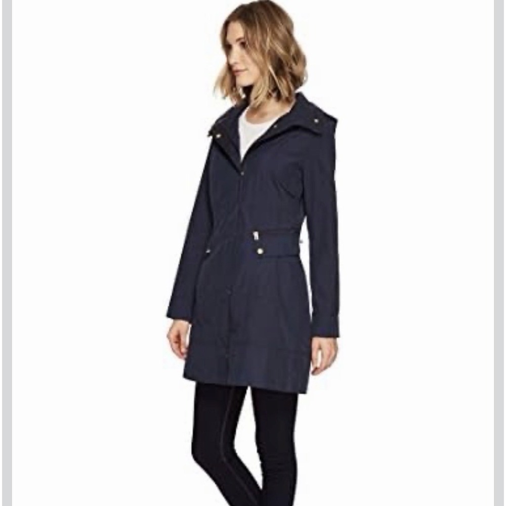 Cole Haan Signature Navy Blue Women's Hooded‎ Rain Coat Size S/P